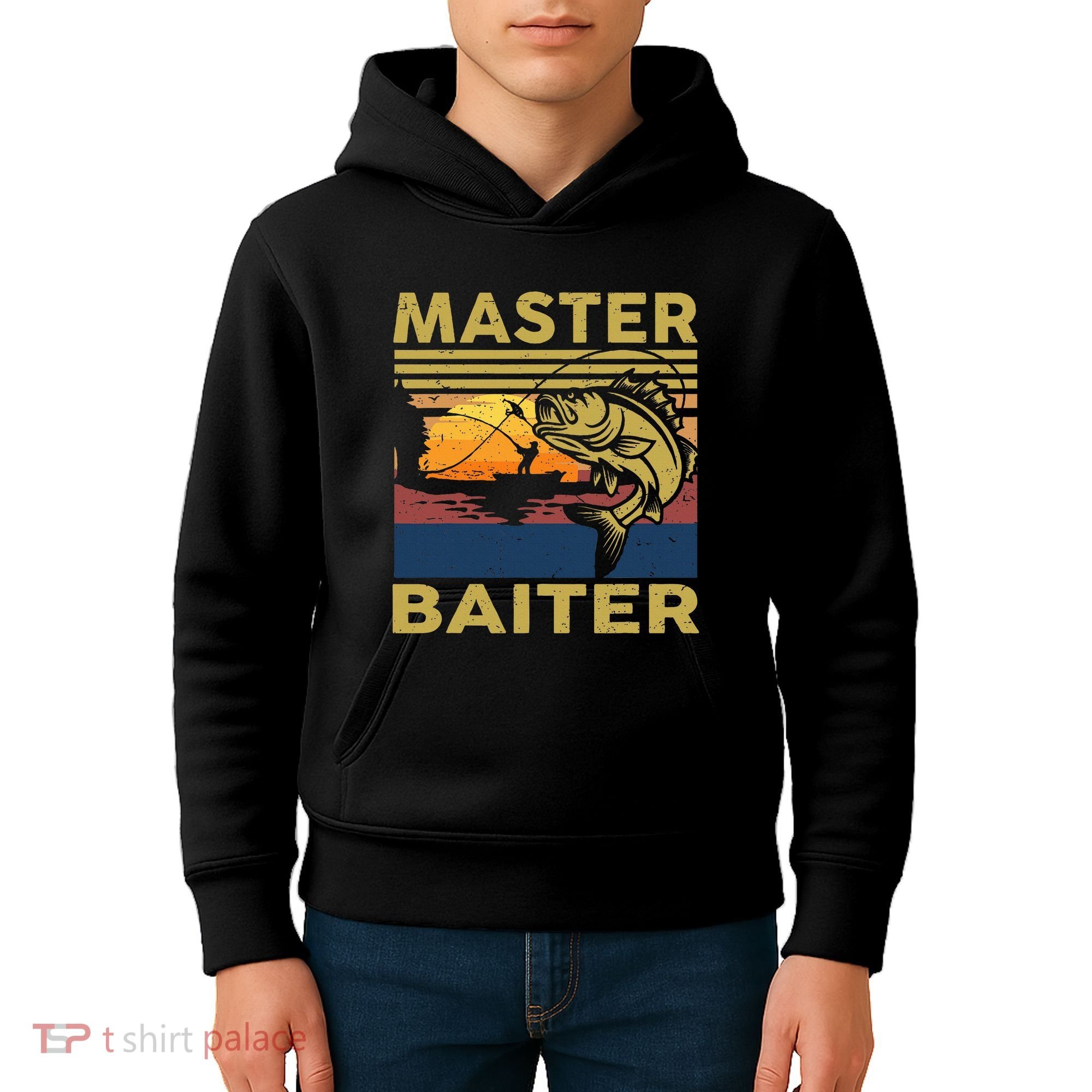 Master Baiter Fishing Funny Grandpa Bass Dad Kids Hoodie