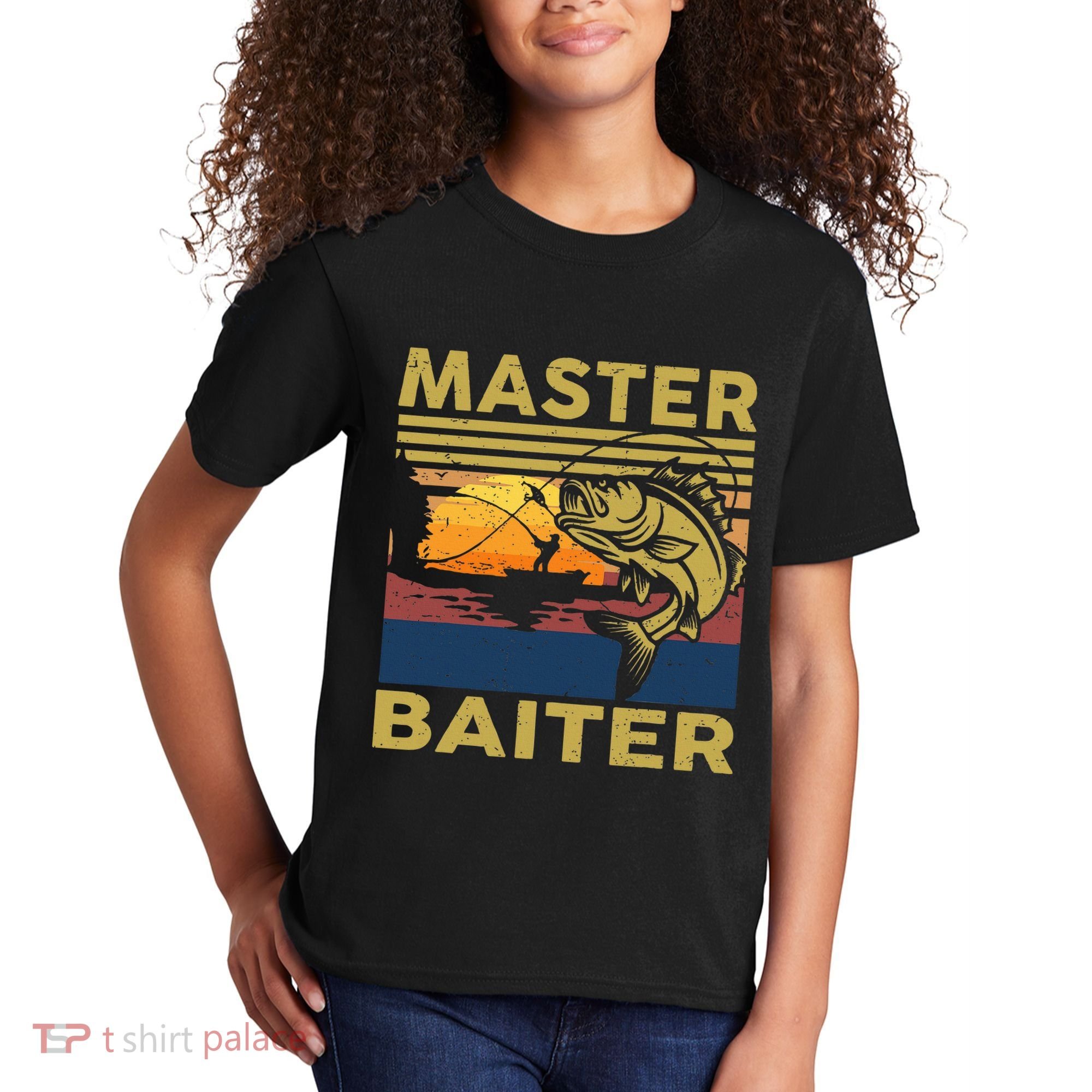 Master Baiter Fishing Funny Grandpa Bass Dad Kids T-Shirt