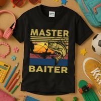 Master Baiter Fishing Funny Grandpa Bass Dad Kids T-Shirt thumb 3
