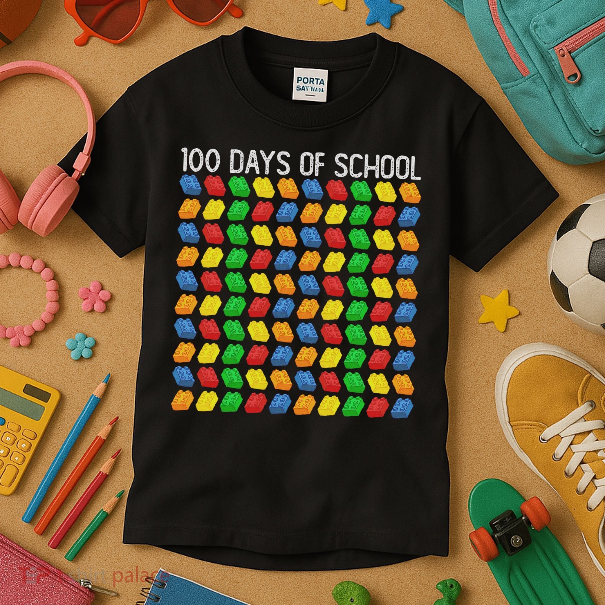 Master Builder Funny Building Blocks 100 Days Of School Kids T-Shirt