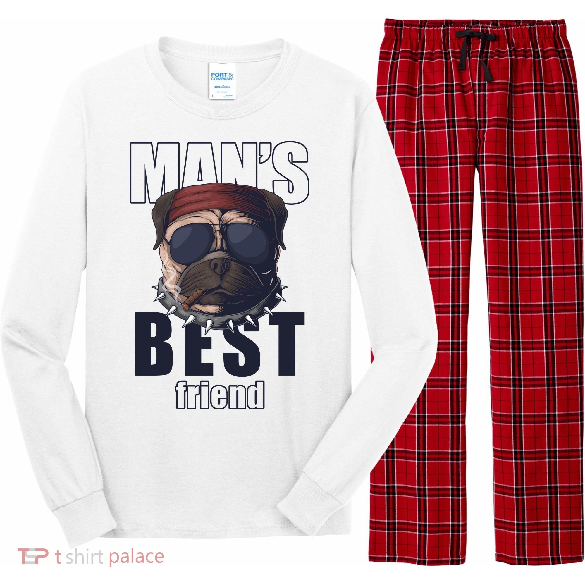 Mans Best Friend Bulldog Funny Dog Lover Long Sleeve Pajama Set