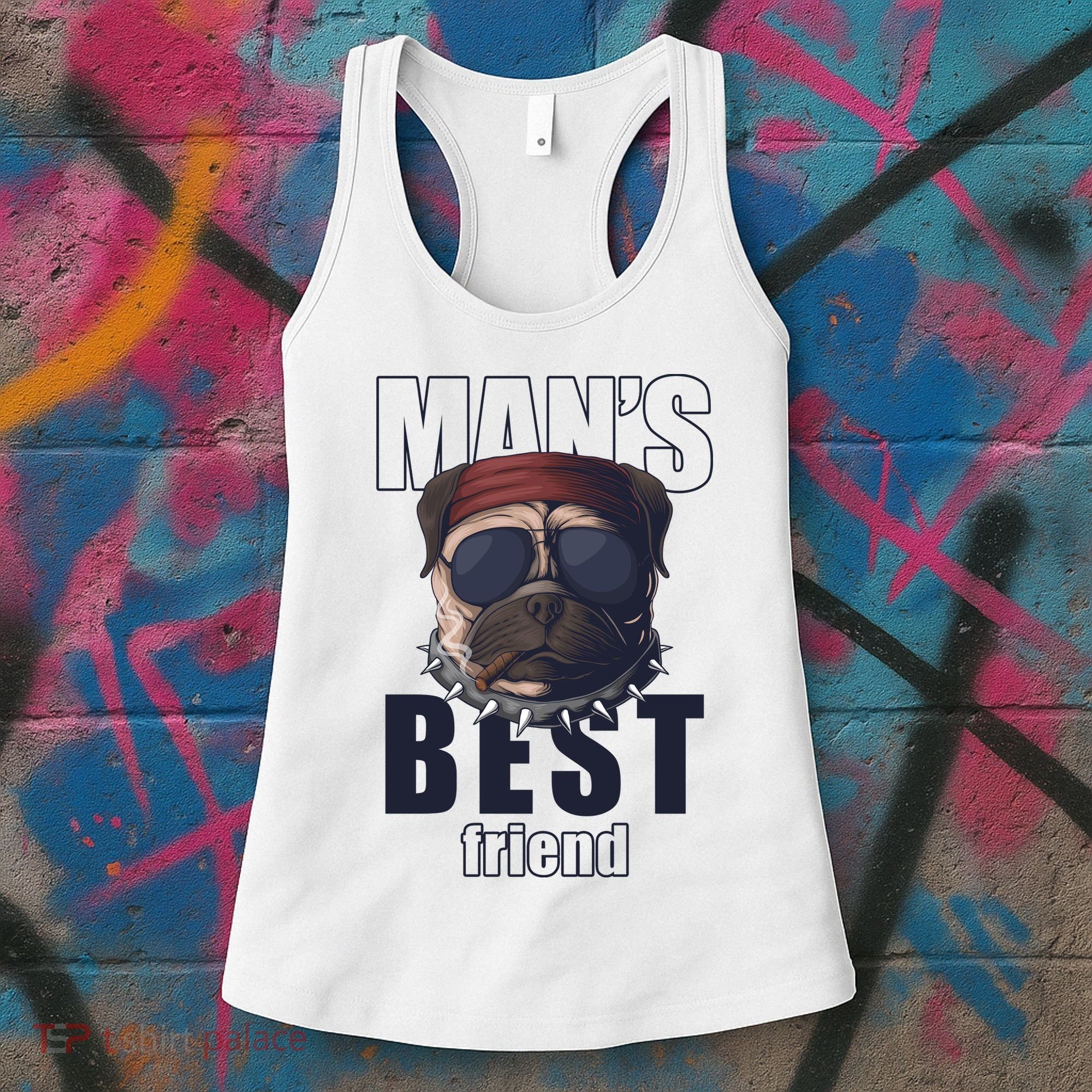 Mans Best Friend Bulldog Funny Dog Lover Women's Tank Top