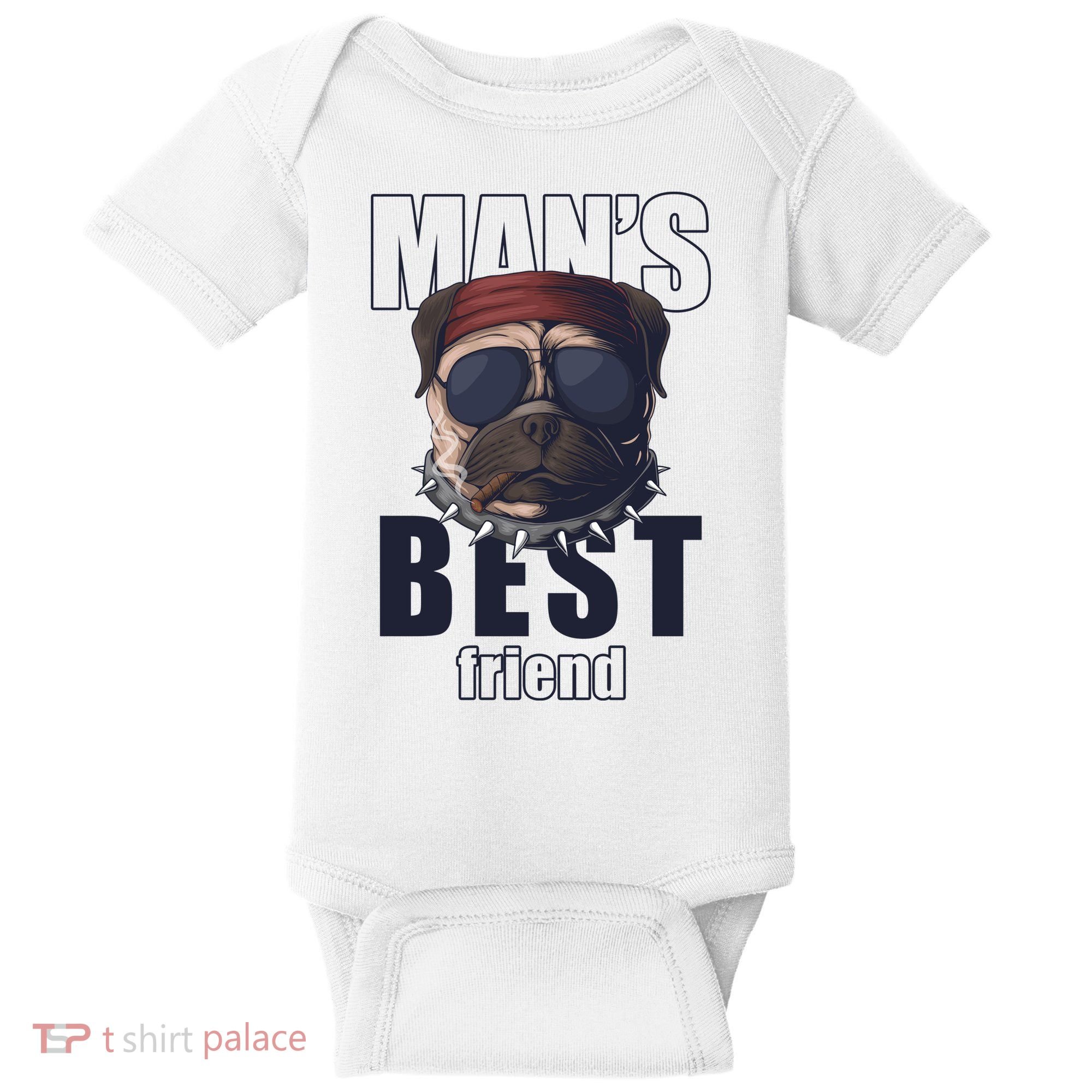 Mans Best Friend Bulldog Funny Dog Lover Baby Bodysuit