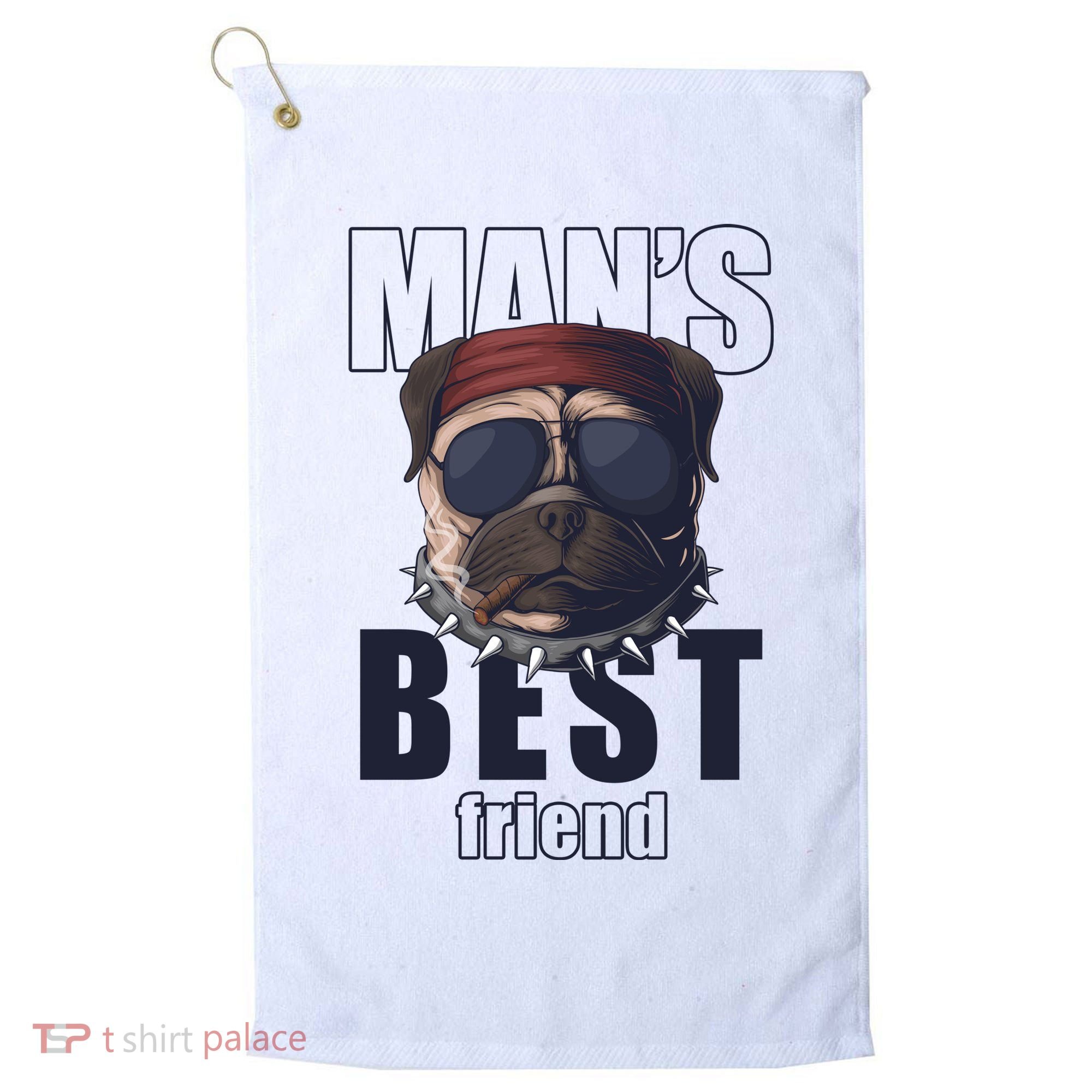 Mans Best Friend Bulldog Funny Dog Lover Golf Towel