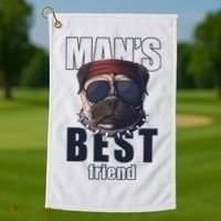 Mans Best Friend Bulldog Funny Dog Lover Golf Towel thumb 1