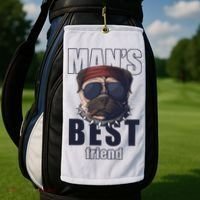 Mans Best Friend Bulldog Funny Dog Lover Golf Towel thumb 2