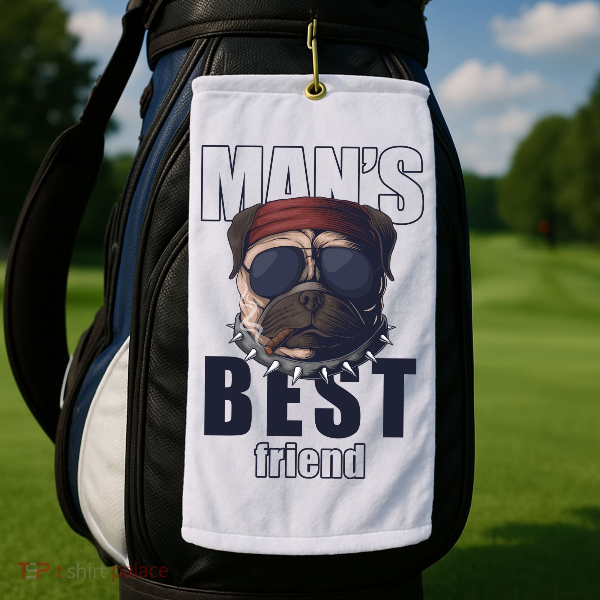 Mans Best Friend Bulldog Funny Dog Lover Golf Towel