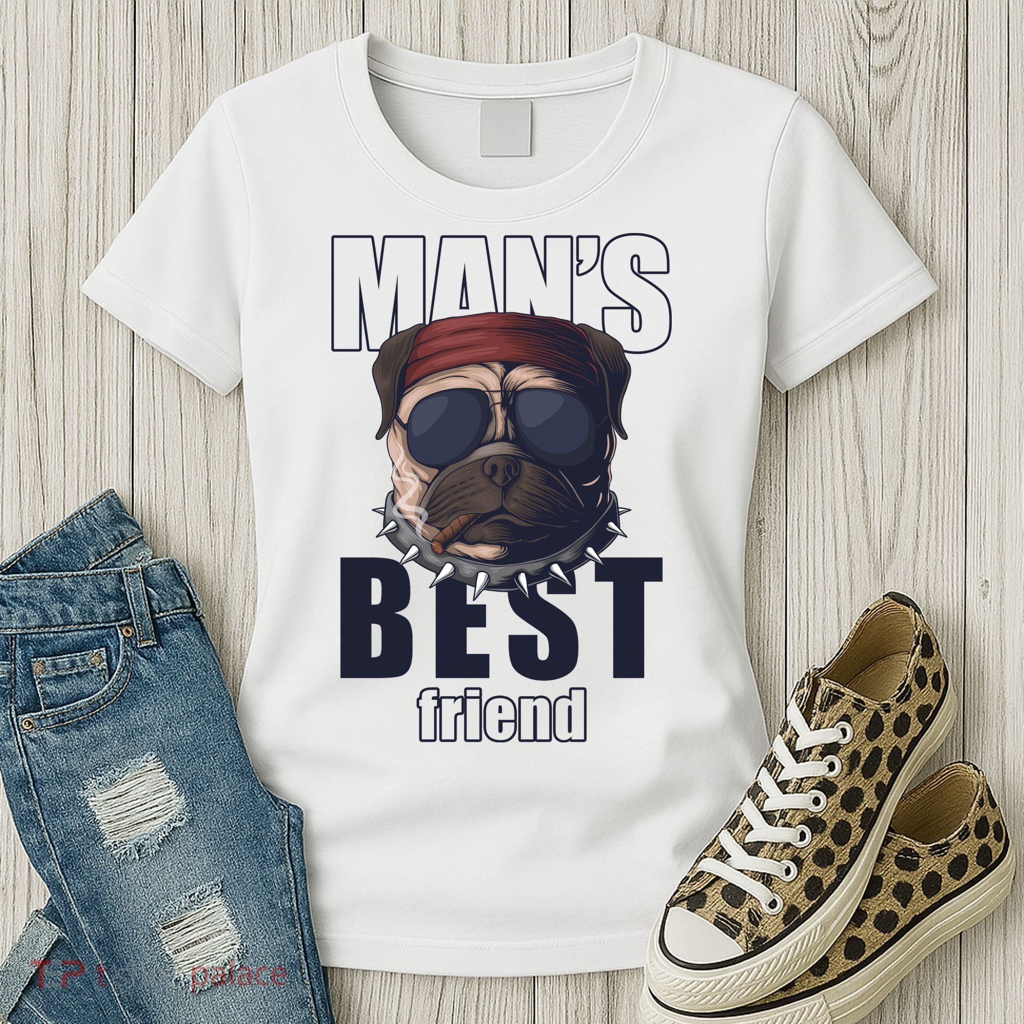 Mans Best Friend Bulldog Funny Dog Lover Women's T-Shirt