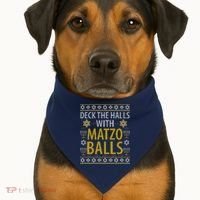 Matzo Balls Funny Hanukkah Theme Holiday Idea Quote USA-Made Doggie Bandana thumb 1