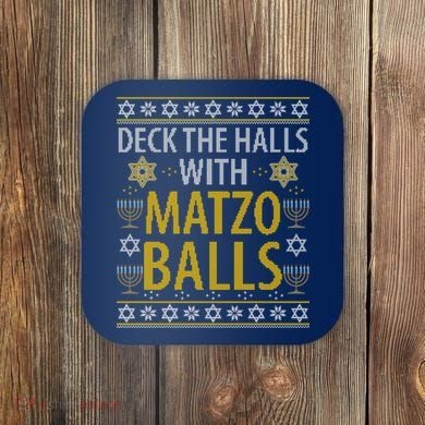 Matzo Balls Funny Hanukkah Theme Holiday Idea Quote Coaster