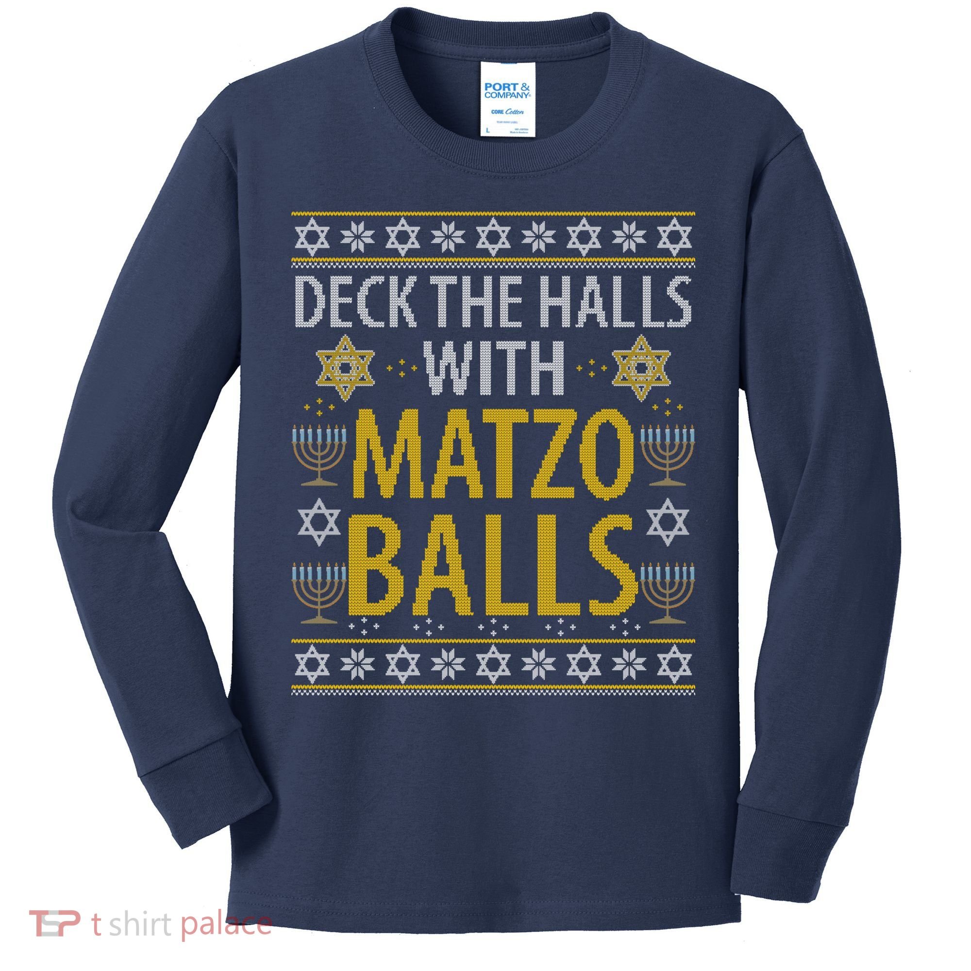 Matzo Balls Funny Hanukkah Theme Holiday Idea Quote Kids Long Sleeve Shirt
