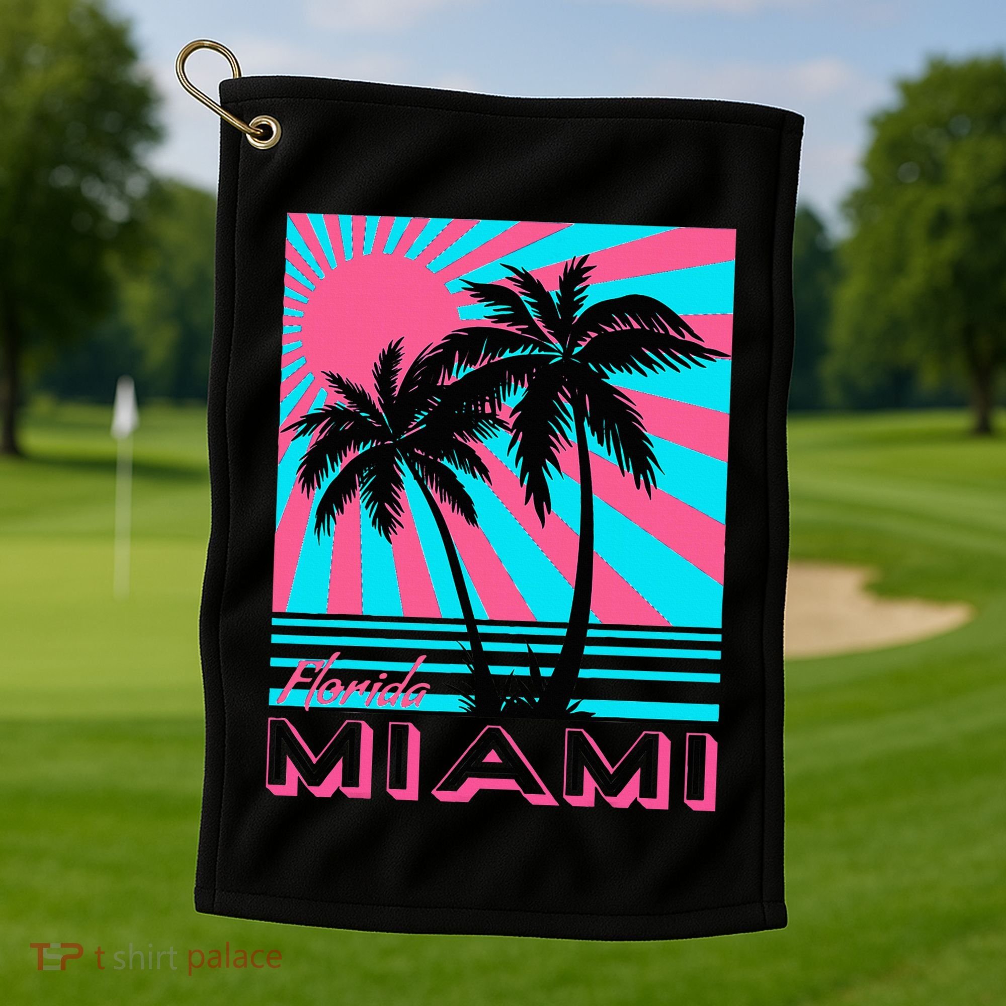 Miami Beach Florida Miami Palm Trees Golf Towel