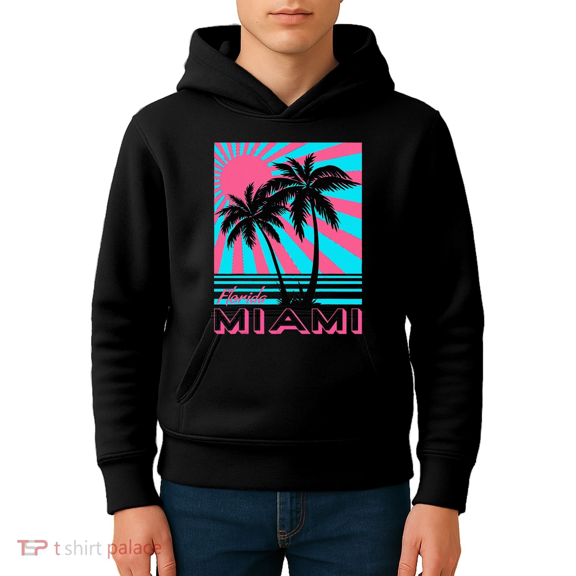 Miami Beach Florida Miami Palm Trees Kids Hoodie