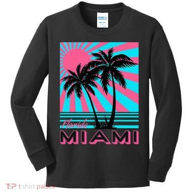 Miami Beach Florida Miami Palm Trees Kids Long Sleeve Shirt