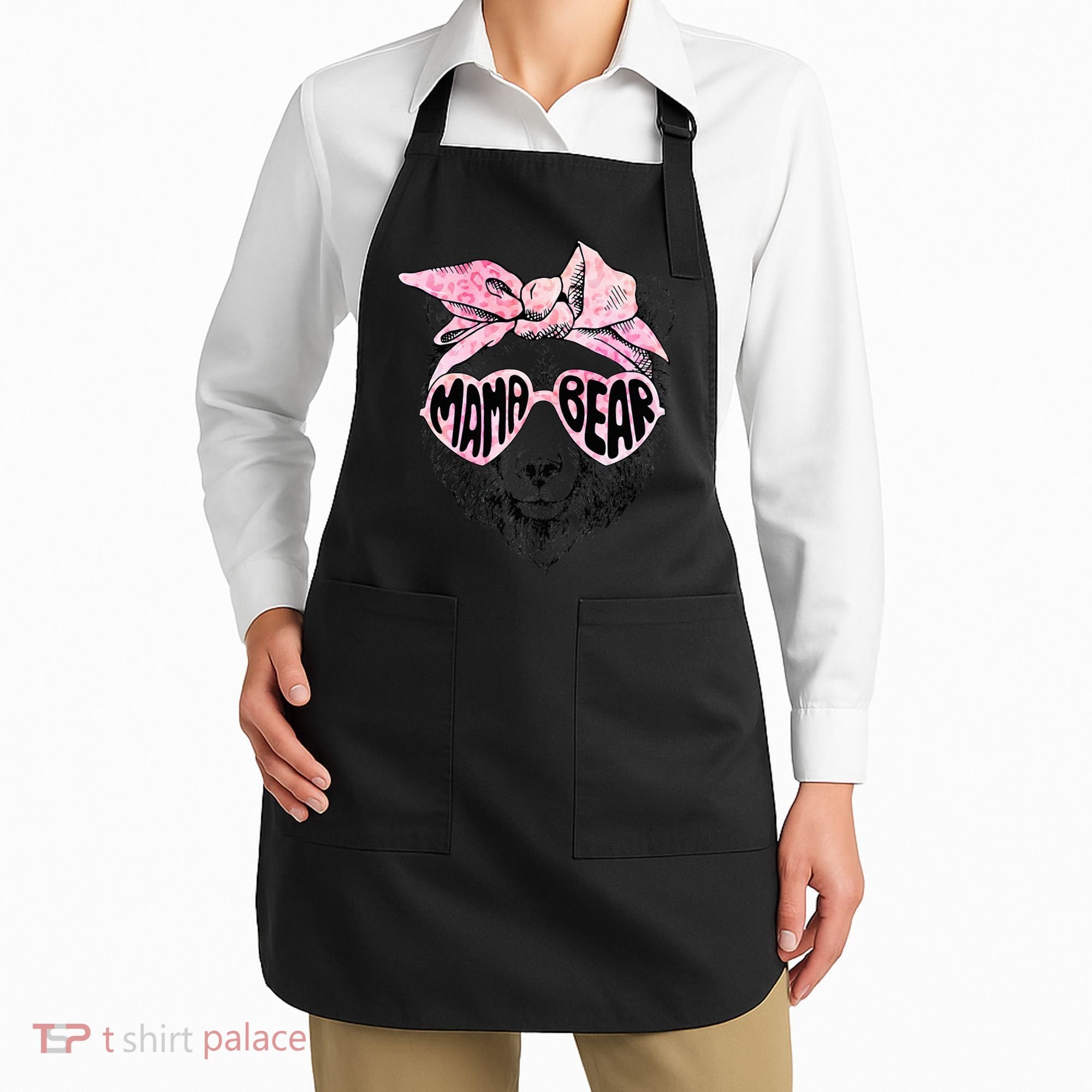 Mama Bear Face Sunglasses Grandma Mom Mommy Mother's Day Apron