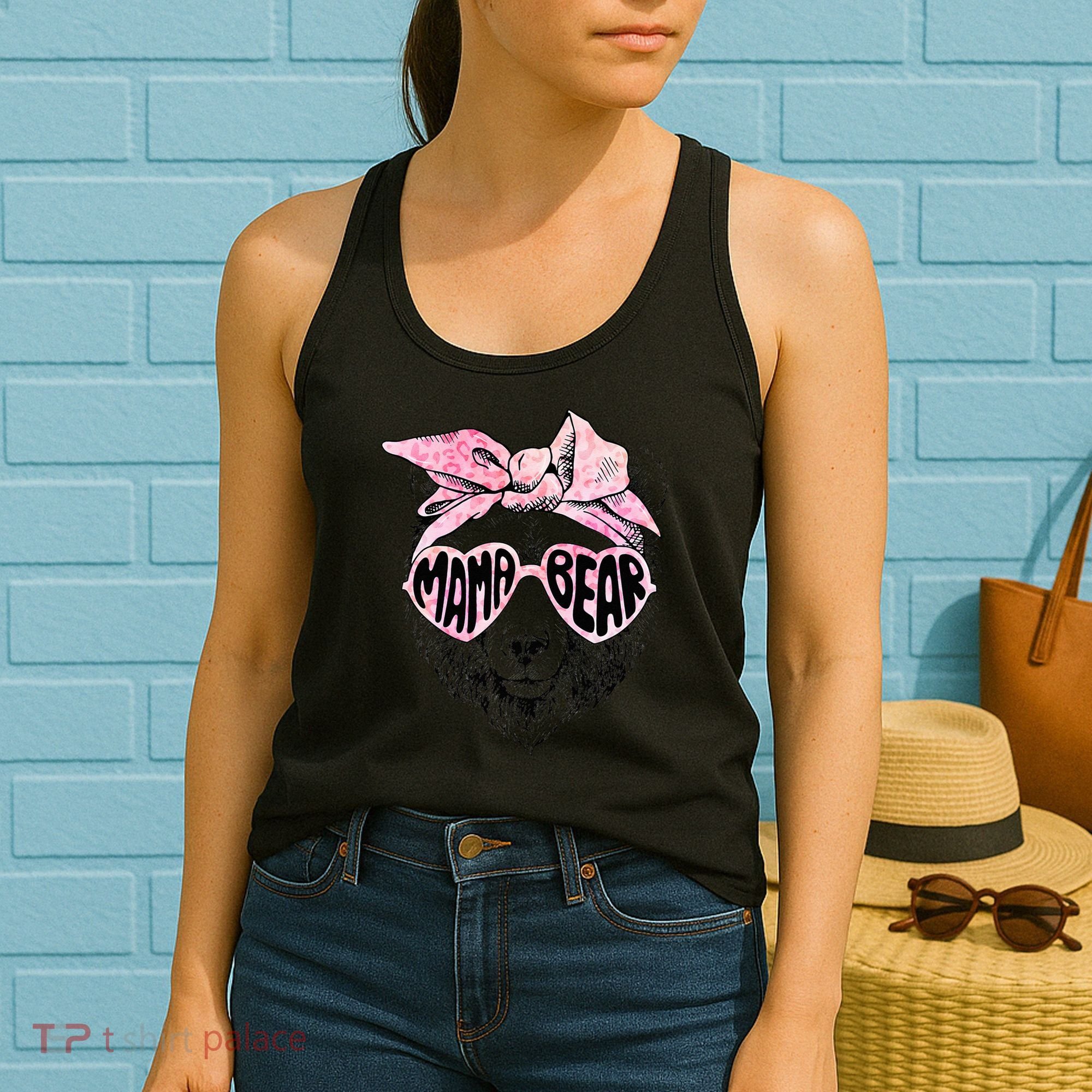 Mama Bear Face Sunglasses Grandma Mom Mommy Mother's Day Women's Tank Top