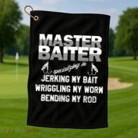 Master Baiter Funny Fishermans Skills List Gift Golf Towel thumb 1