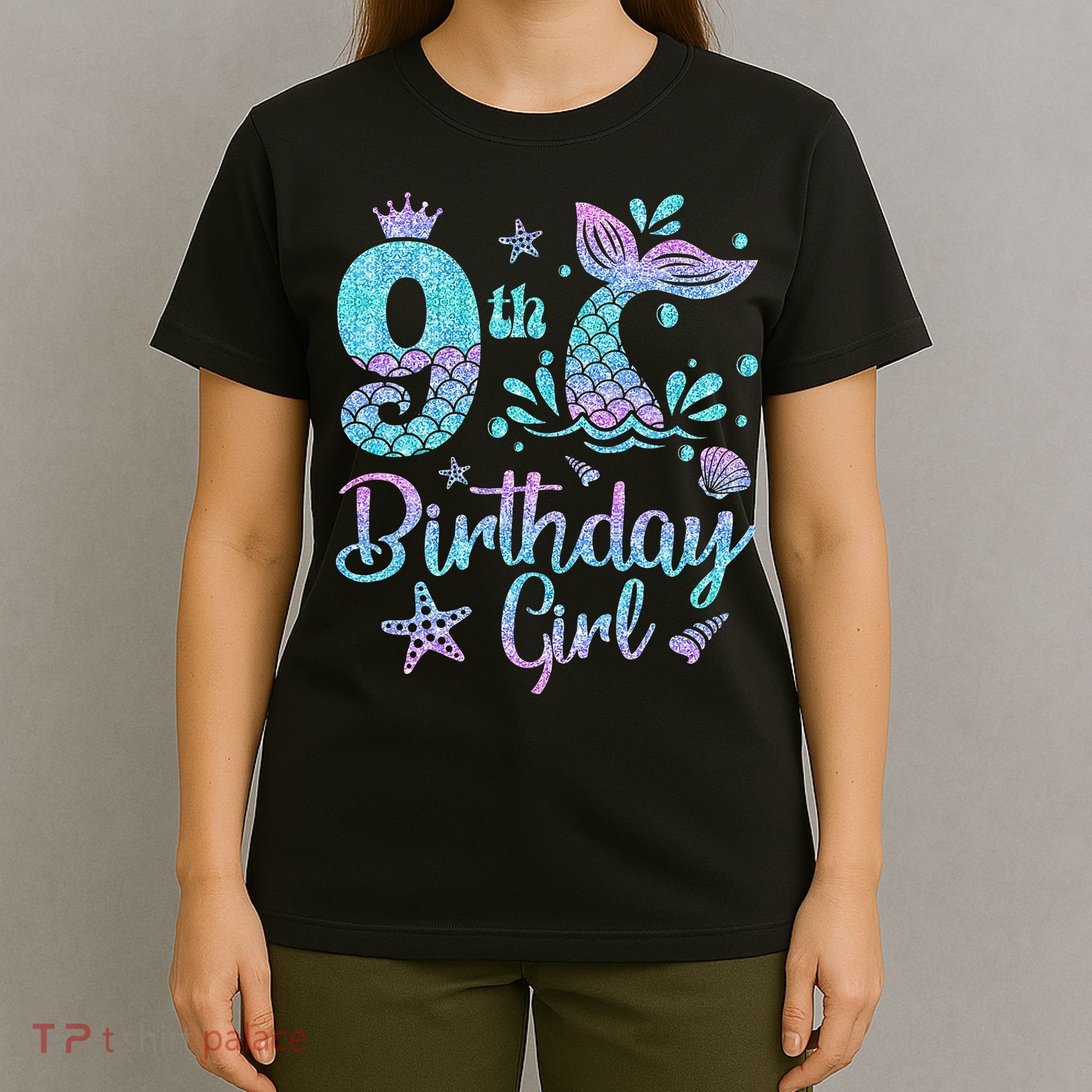 Mermaid Birthday Girl 9 Year Old Its My 9th Bday Mermaid T-Shirt