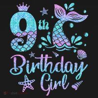 Mermaid Birthday Girl 9 Year Old Its My 9th Bday Mermaid T-Shirt thumb 7