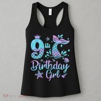 Mermaid Birthday Girl 9 Year Old Its My 9th Bday Mermaid Women's Tank Top thumb 3