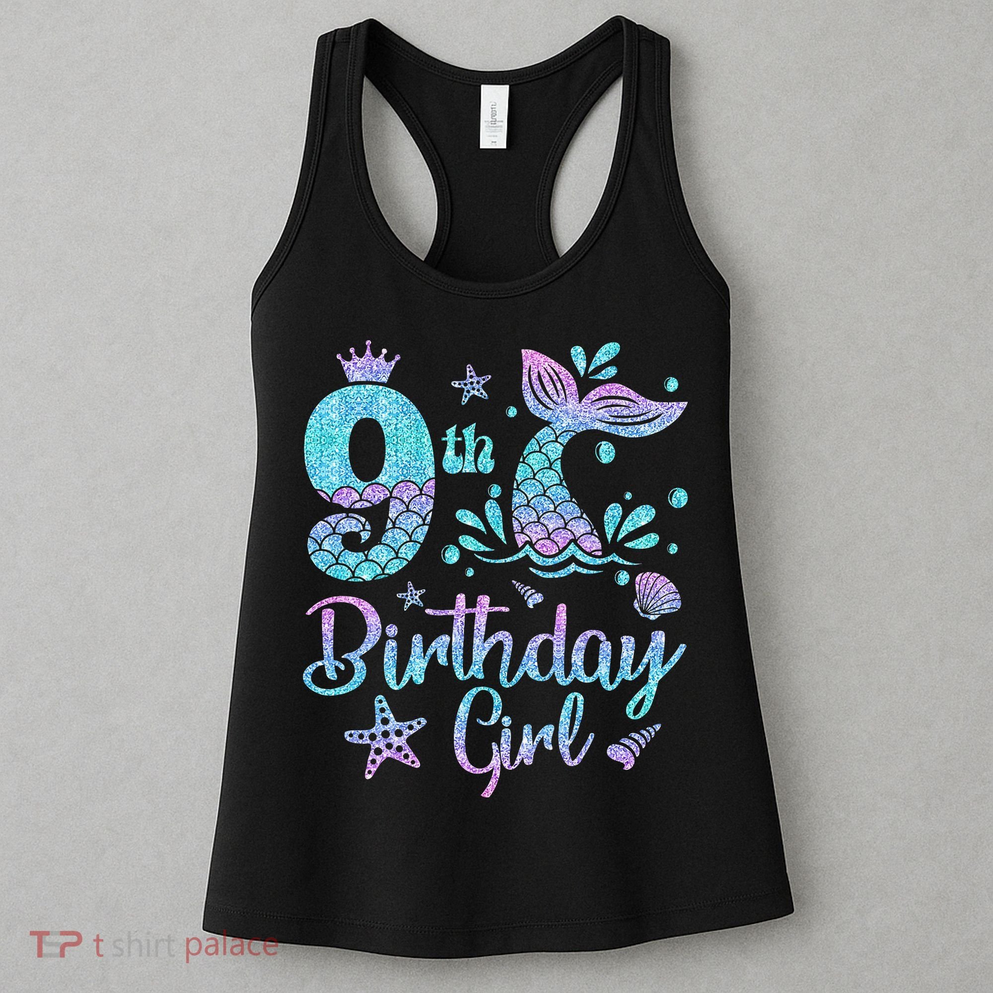 Mermaid Birthday Girl 9 Year Old Its My 9th Bday Mermaid Women's Tank Top