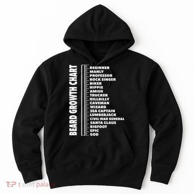 Mens Beard Growth Chart Length Ruler Cute Funny Joke Hoodie