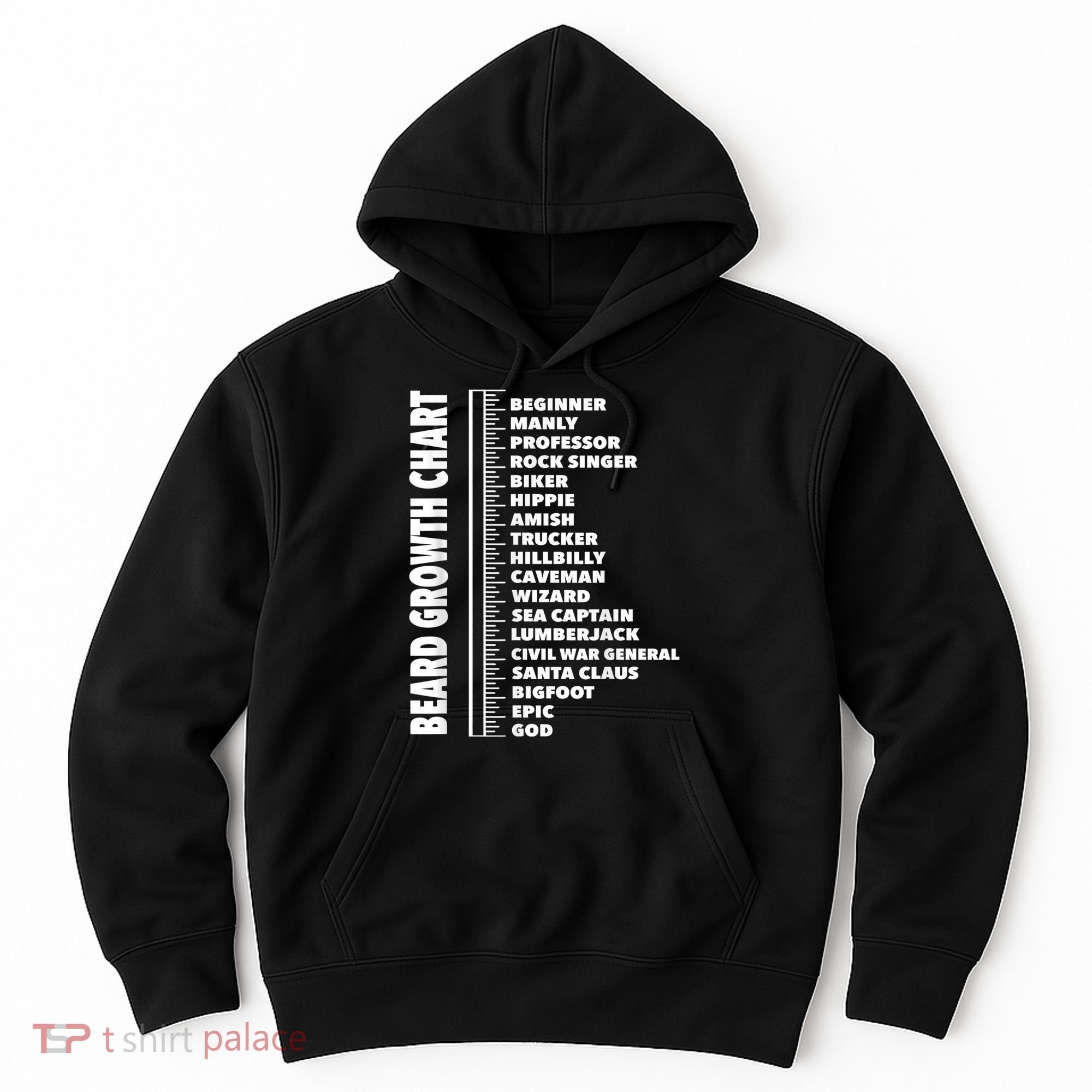 Mens Beard Growth Chart Length Ruler Cute Funny Joke Hoodie