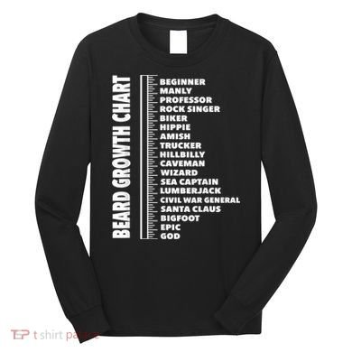 Mens Beard Growth Chart Length Ruler Cute Funny Joke Long Sleeve Shirt