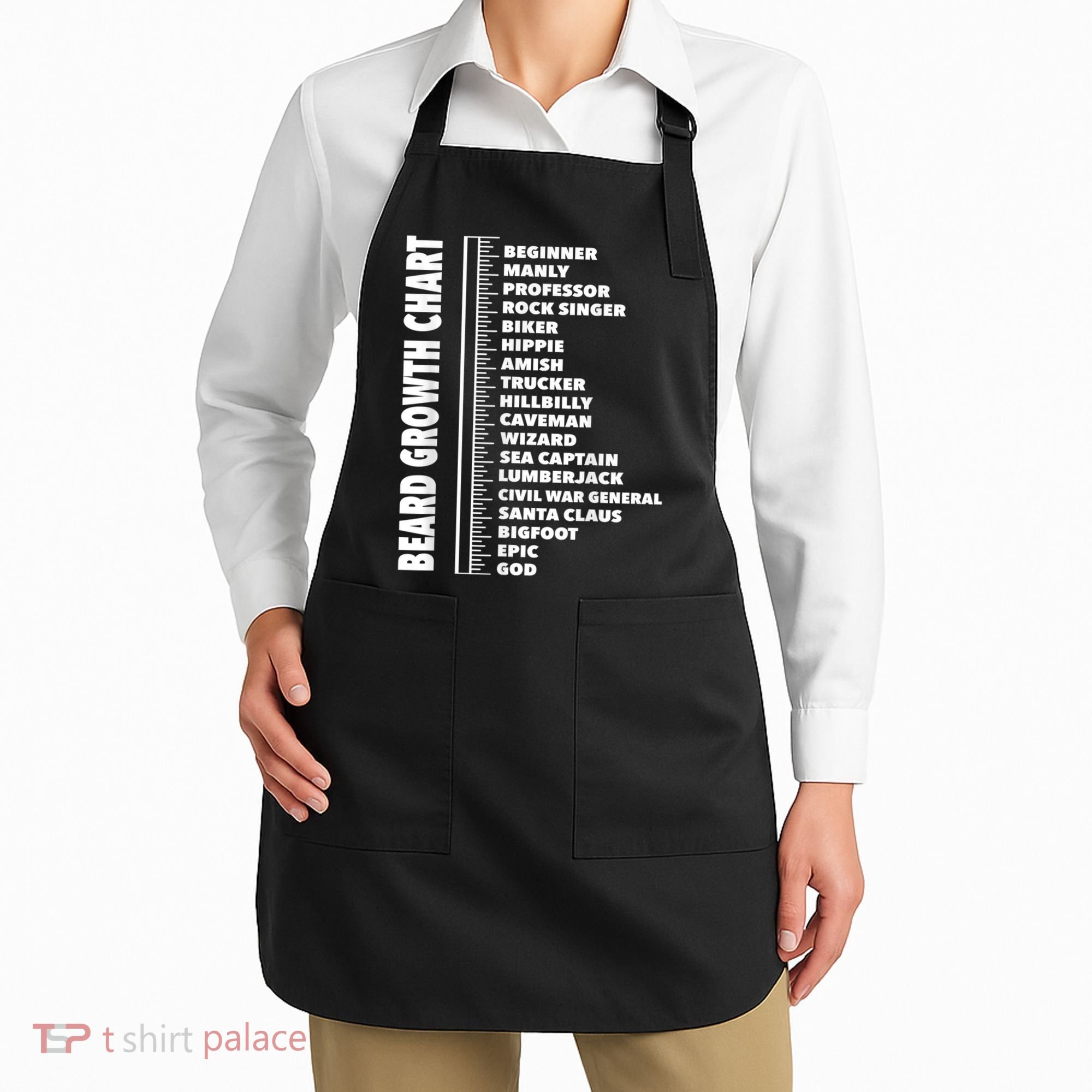 Mens Beard Growth Chart Length Ruler Cute Funny Joke Apron