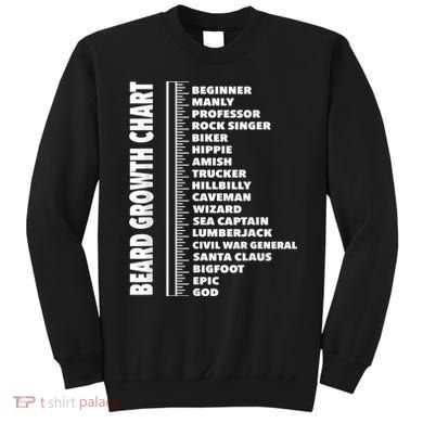 Mens Beard Growth Chart Length Ruler Cute Funny Joke Sweatshirt