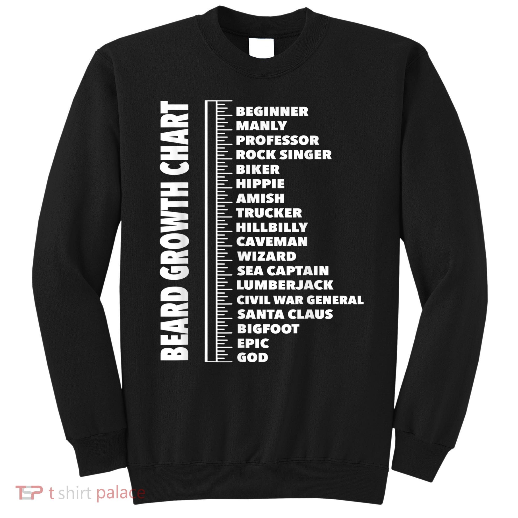 Mens Beard Growth Chart Length Ruler Cute Funny Joke Sweatshirt