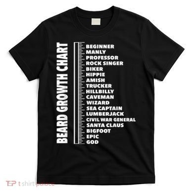 Mens Beard Growth Chart Length Ruler Cute Funny Joke T-Shirt