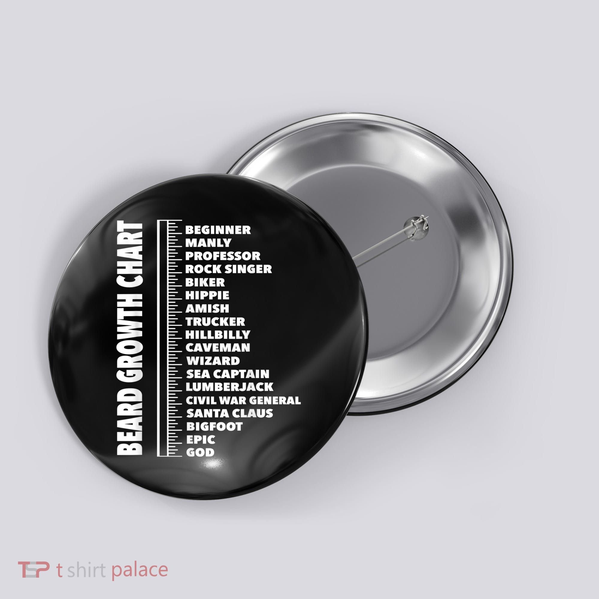 Mens Beard Growth Chart Length Ruler Cute Funny Joke Button