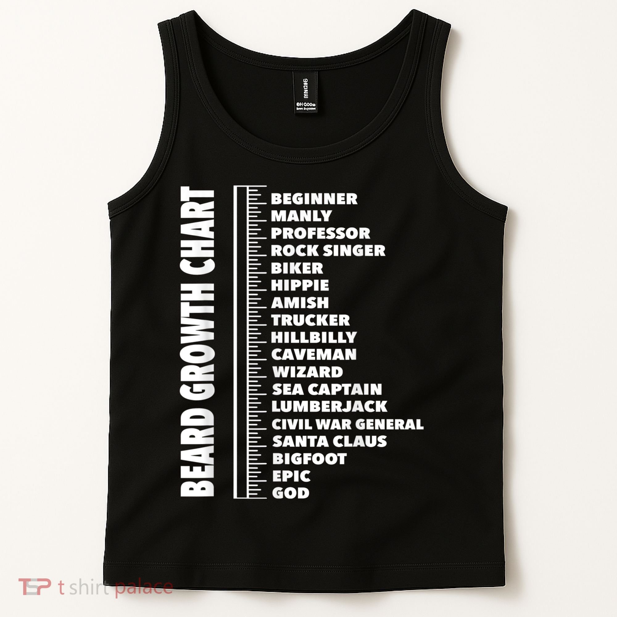 Mens Beard Growth Chart Length Ruler Cute Funny Joke Tank Top