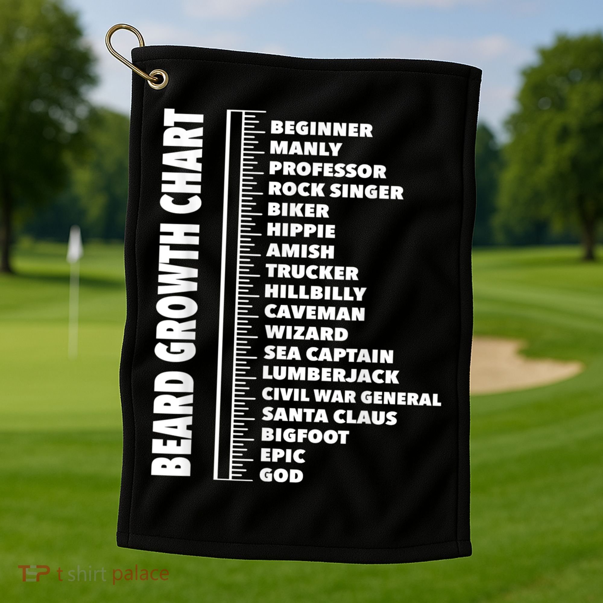 Mens Beard Growth Chart Length Ruler Cute Funny Joke Golf Towel