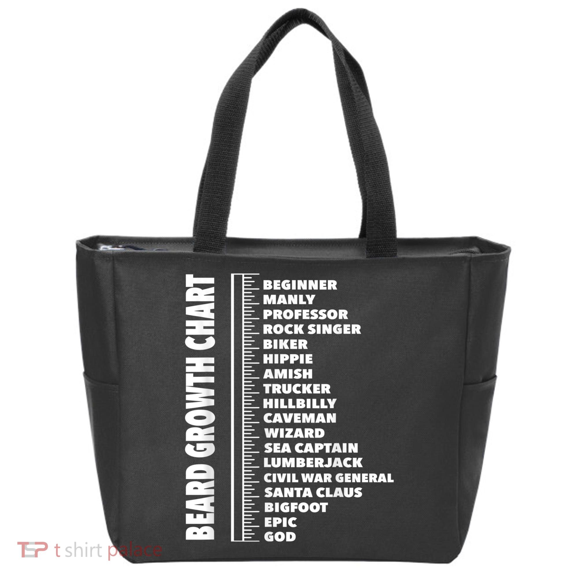 Mens Beard Growth Chart Length Ruler Cute Funny Joke Tote Bag
