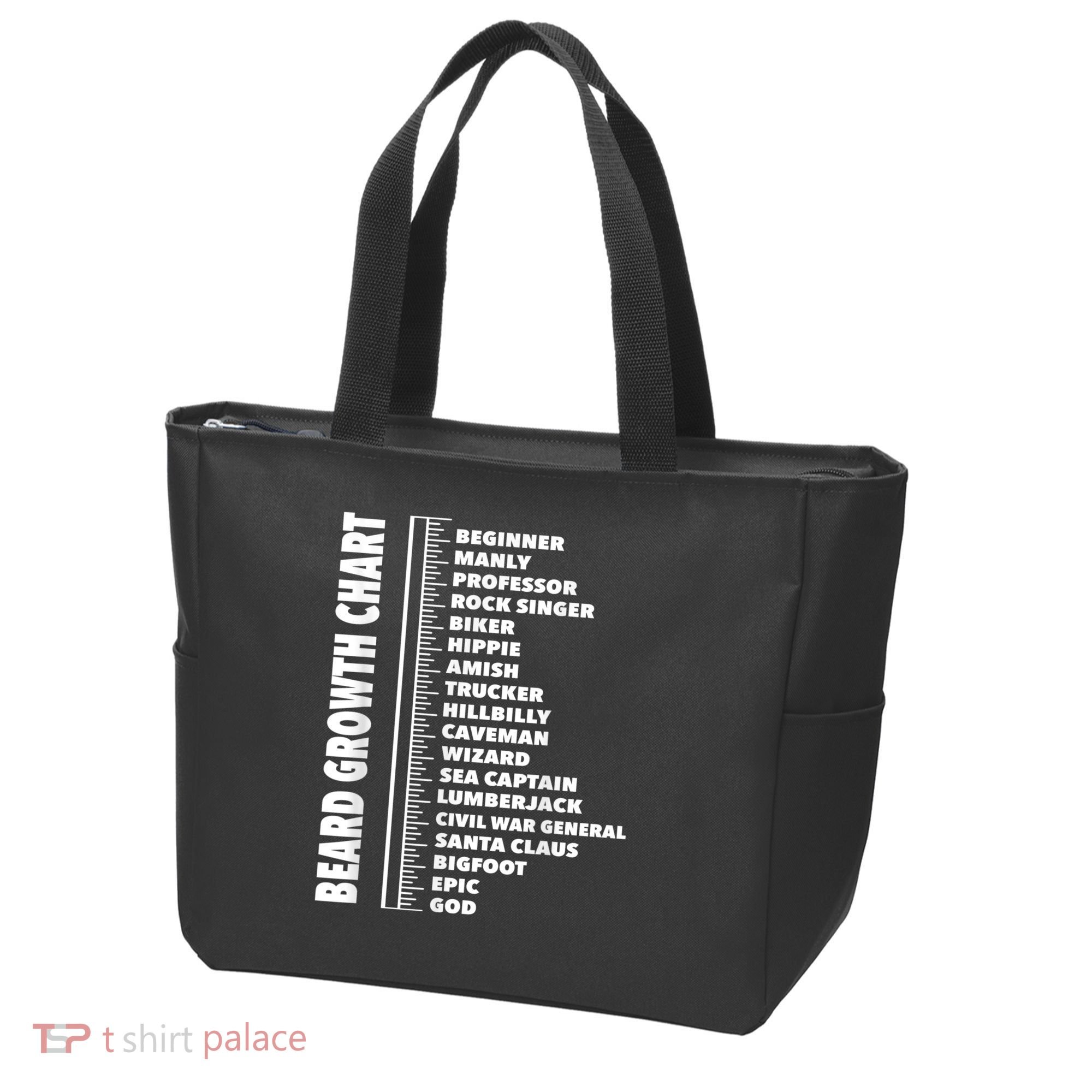 Mens Beard Growth Chart Length Ruler Cute Funny Joke Tote Bag