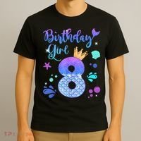 Mermaid Birthday Girl 8 Year Old Its My 8th Bday Mermaid T-Shirt thumb 3