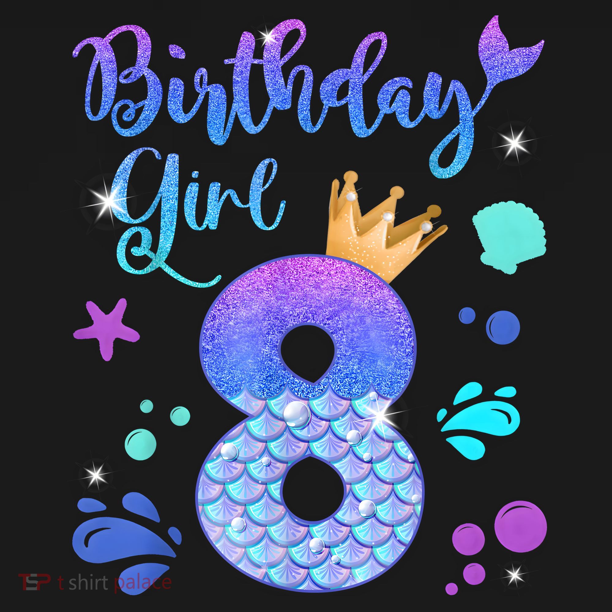 Mermaid Birthday Girl 8 Year Old Its My 8th Bday Mermaid T-Shirt