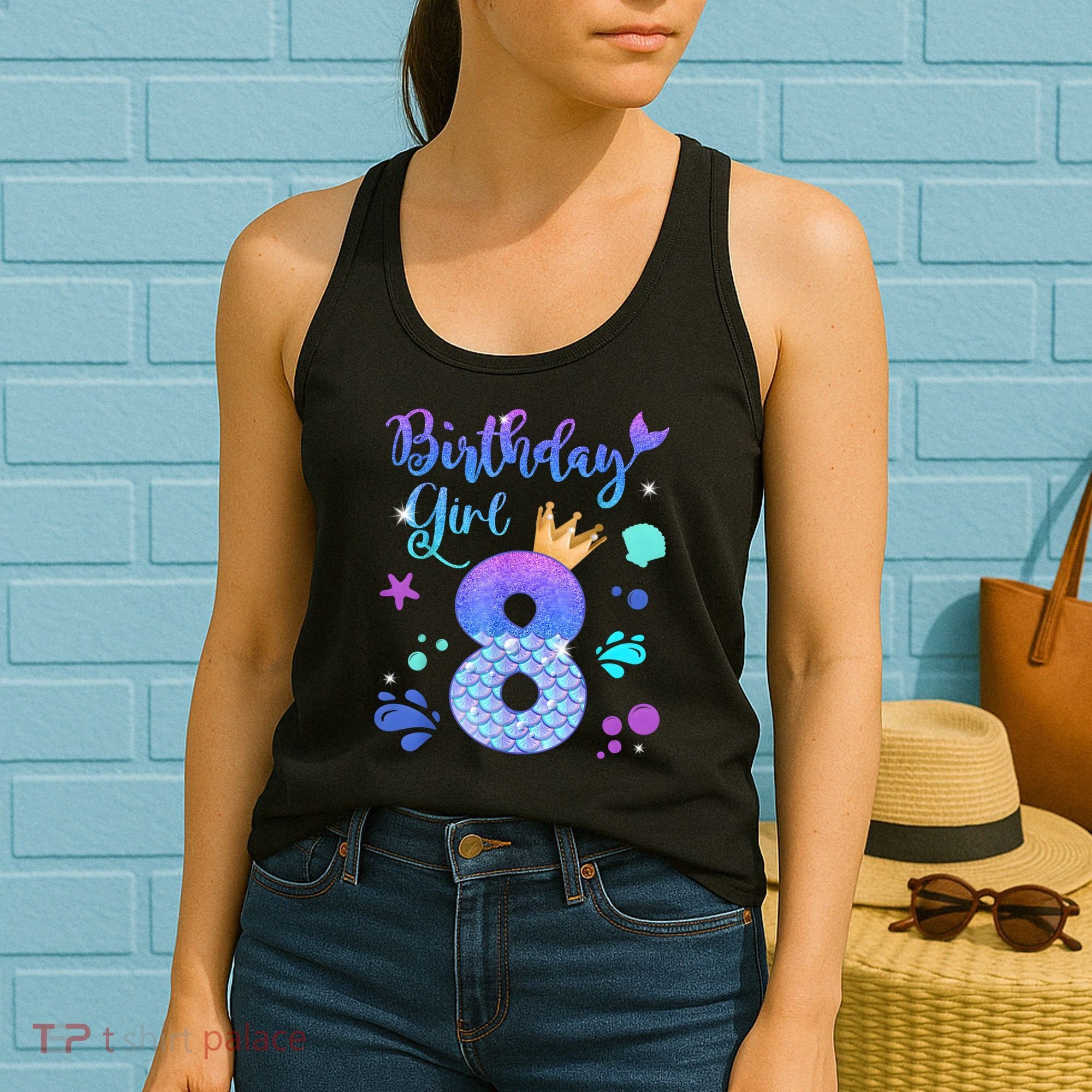 Mermaid Birthday Girl 8 Year Old Its My 8th Bday Mermaid Women's Tank Top