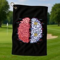 Machine Brain Glitch Golf Towel thumb 1