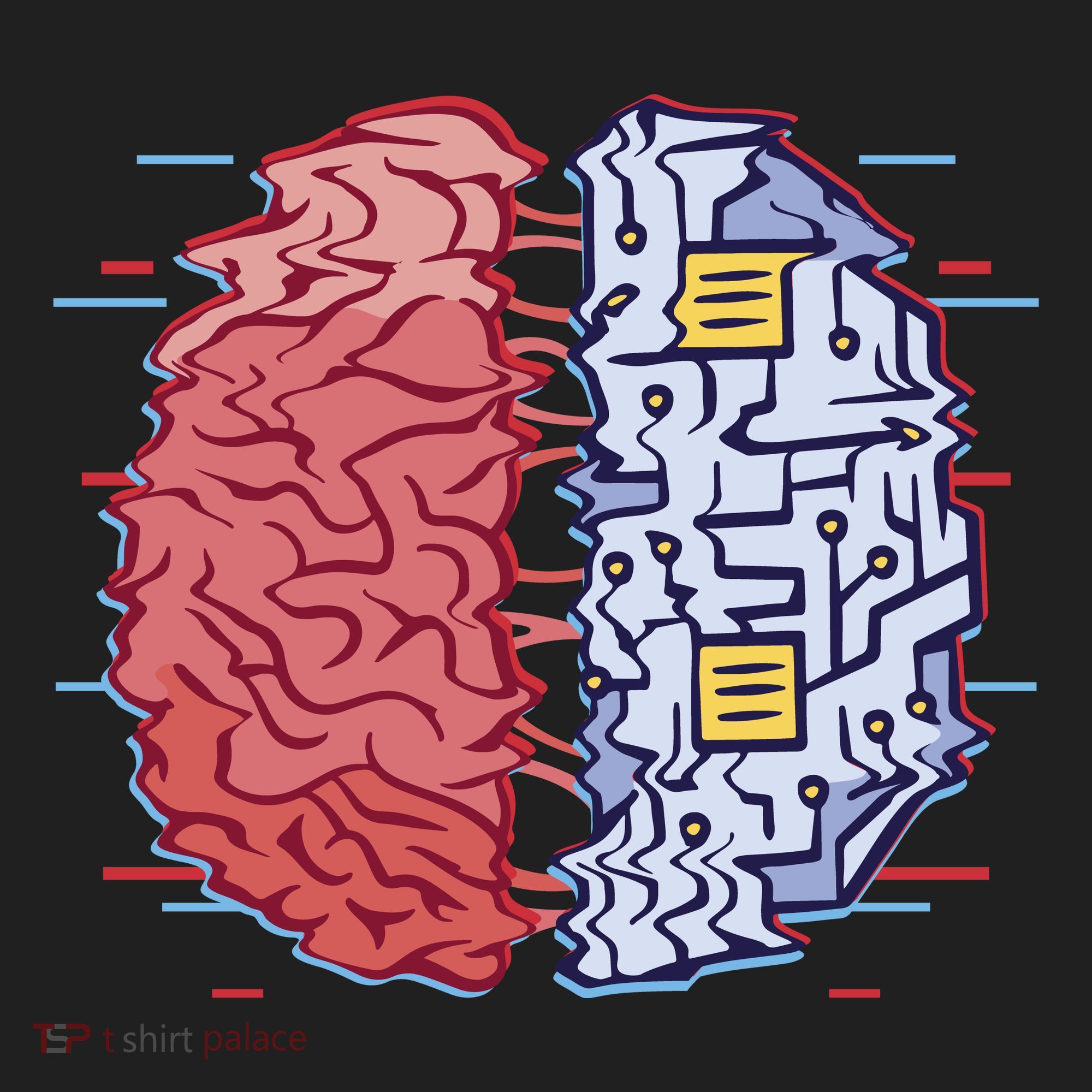 Machine Brain Glitch Golf Towel