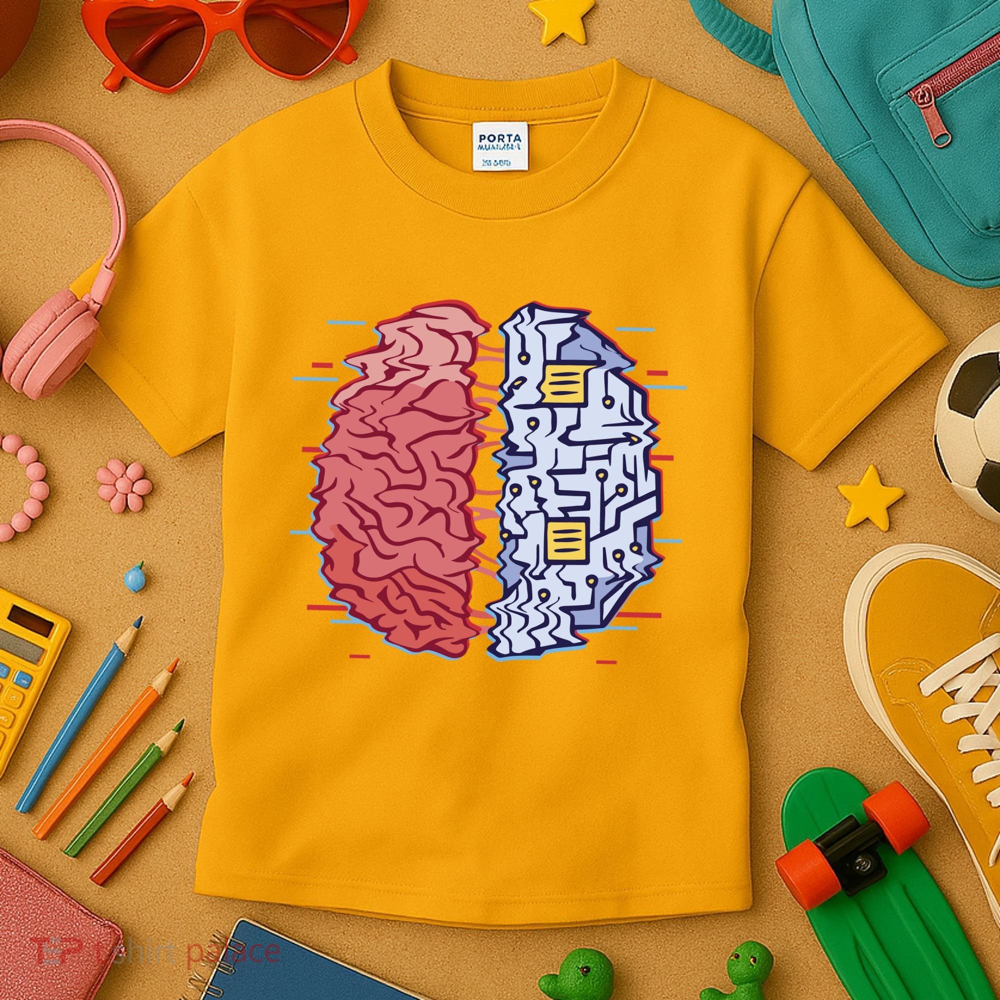 Machine Brain Glitch Kids T-Shirt