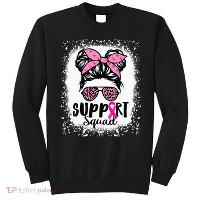 Messy Bun Glasses Pink Support Squad Breast Cancer Awareness Sweatshirt