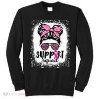 Messy Bun Glasses Pink Support Squad Breast Cancer Awareness Sweatshirt thumb 0