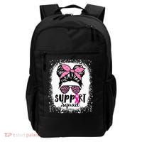 Messy Bun Glasses Pink Support Squad Breast Cancer Awareness Backpack thumb 0