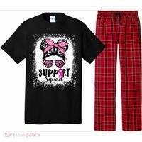 Messy Bun Glasses Pink Support Squad Breast Cancer Awareness Pajama Set thumb 0