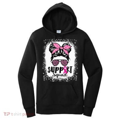Messy Bun Glasses Pink Support Squad Breast Cancer Awareness Women's Hoodie