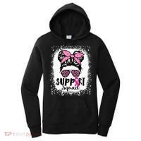 Messy Bun Glasses Pink Support Squad Breast Cancer Awareness Women's Hoodie thumb 0