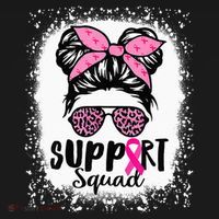 Messy Bun Glasses Pink Support Squad Breast Cancer Awareness Women's Hoodie thumb 2